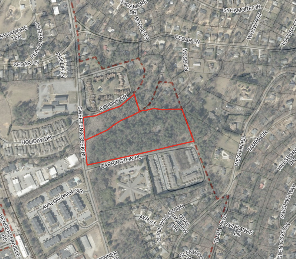 An aerial photograph showing a part of South Asheville.