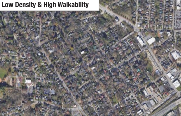 An aerial photograph of a residential neighborhood.