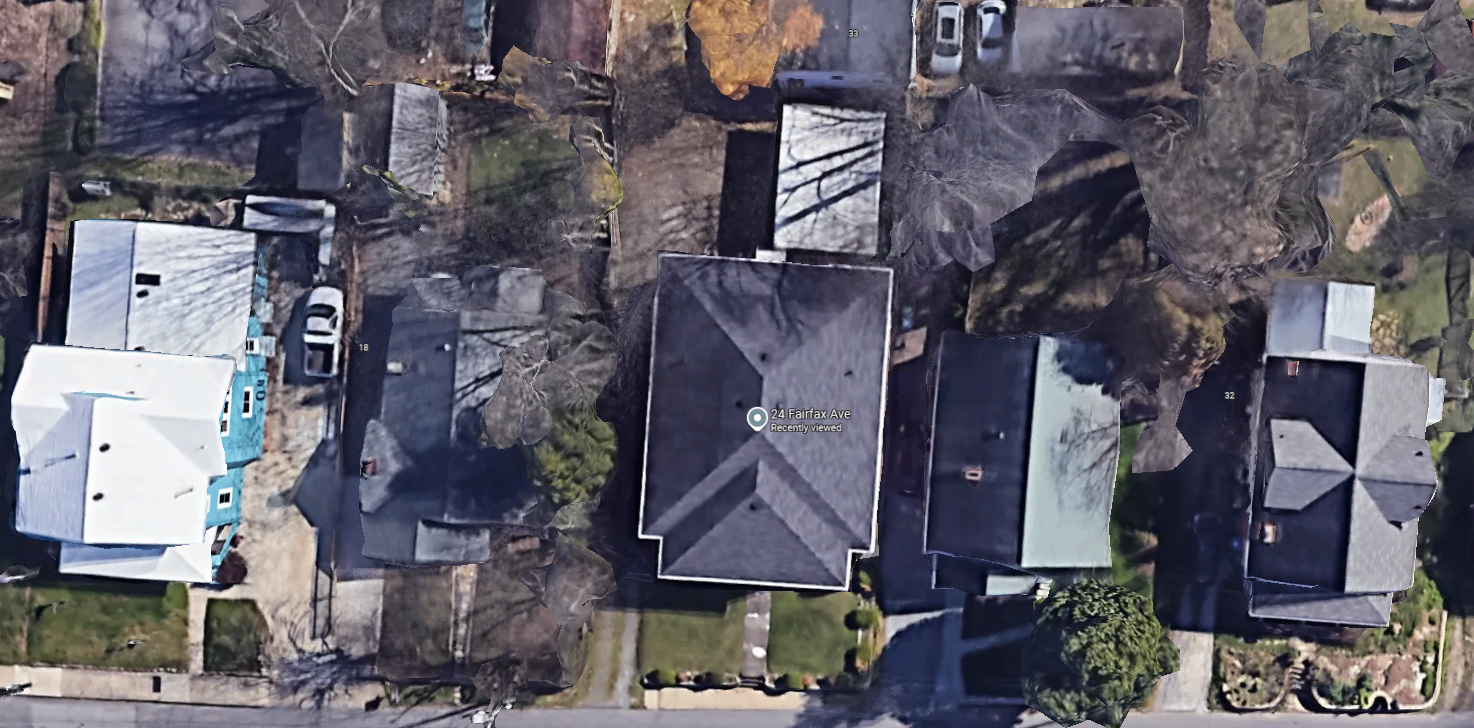 An aerial photograph showing a residential neighborhood.